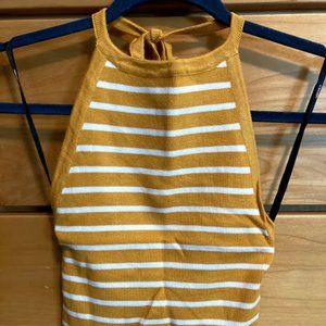 Yellow Stripe Halter Crop Top